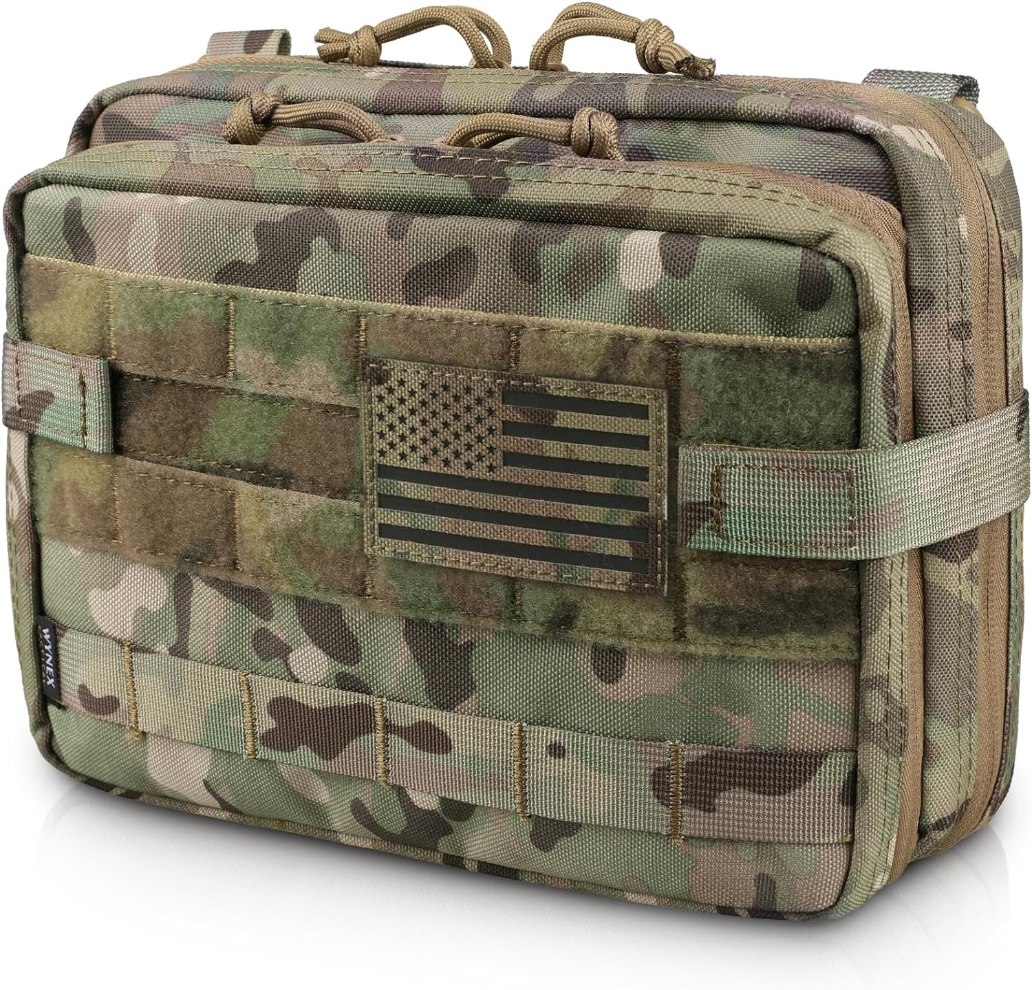 WYNEX Tactical Large Admin Pouch of Double Layer Design, Molle EDC EMT Utility Pouch with Map Sleeve Modular Tool Pouch Large Capacity Flag Patch Included