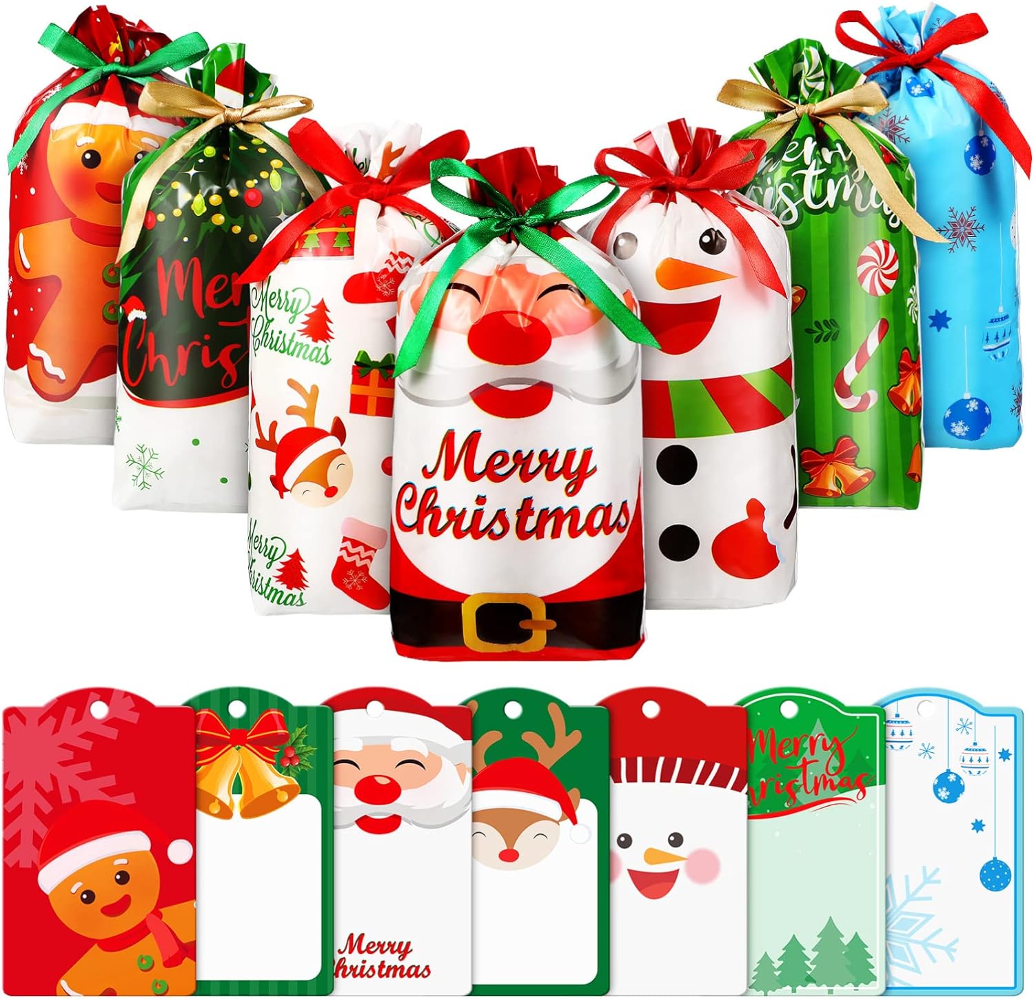 56Pcs Christmas Candy Bags Christmas Drawstring Candy Bags Christmas Treat Bags Cookie Bags for Christmas Party Favor Gift Wrapping Supplies