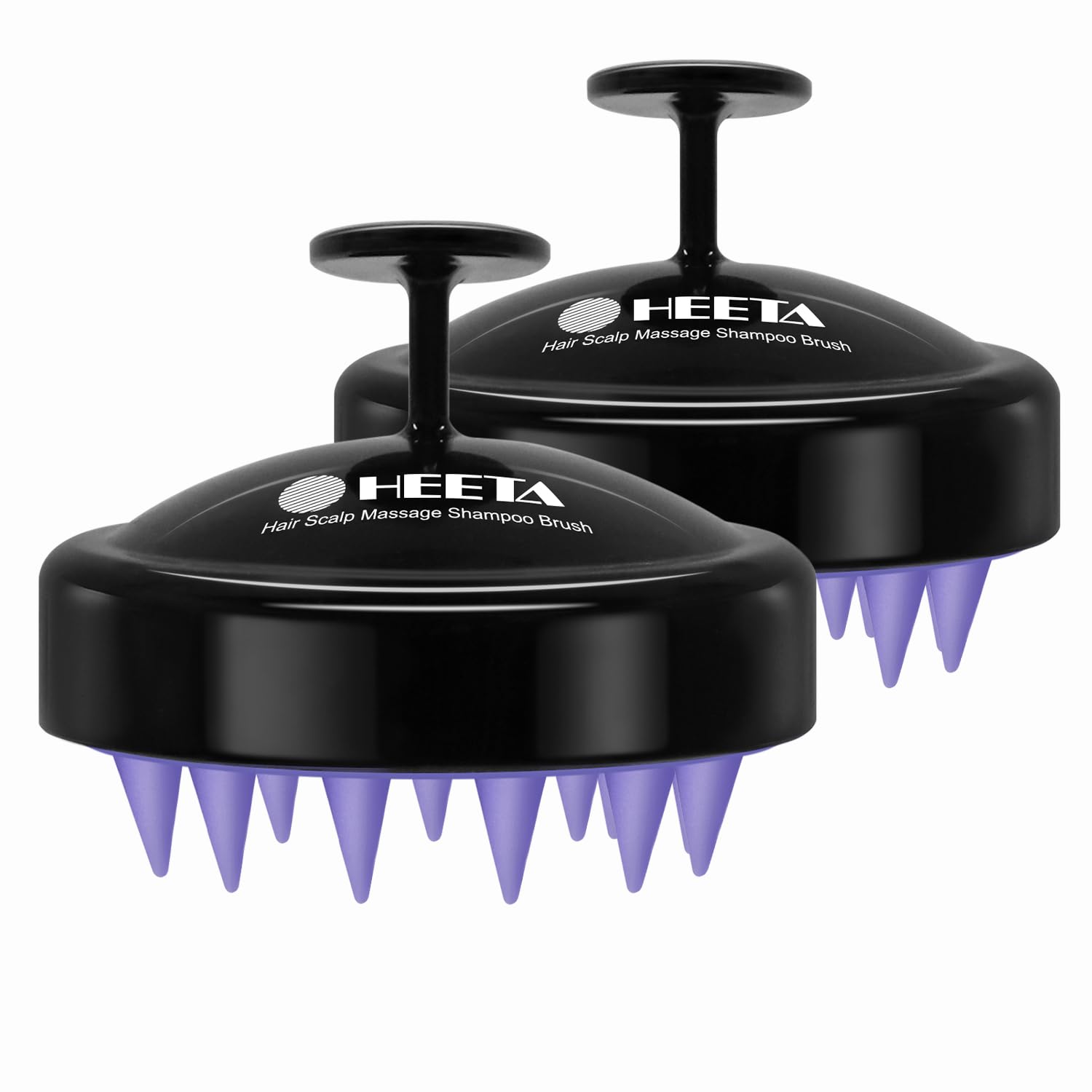 HEETA 2 Pack Hair Scalp Massager Shampoo Brush for Hair Growth, Hair Scalp Scrubber with Soft Silicone, Wet and Dry Hair Detangler (Black & Black)