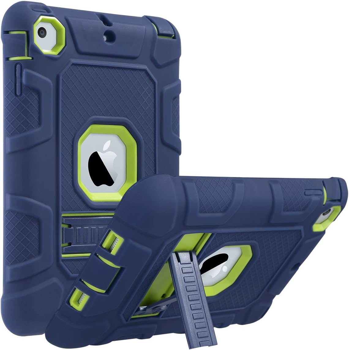 ULAK iPad Mini Case, iPad Mini 2 Case, iPad Mini 3 Case, iPad mini Retina Case, Three Layer Heavy Duty Shockproof Protective Case for iPad Mini,iPad Mini 2,iPad Mini 3 with Kickstand (Blue Lime Green)