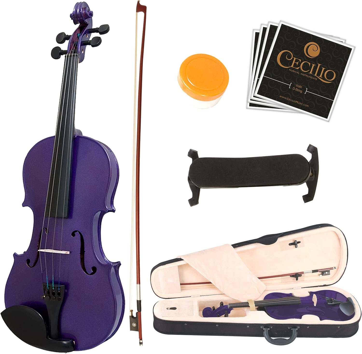 Mendini By Cecilio Violin For Beginners, Kids & Adults - Beginner Kit For Student w/Hard Case, Rosin, Bow - Starter Violins, Wooden Stringed Musical Instruments