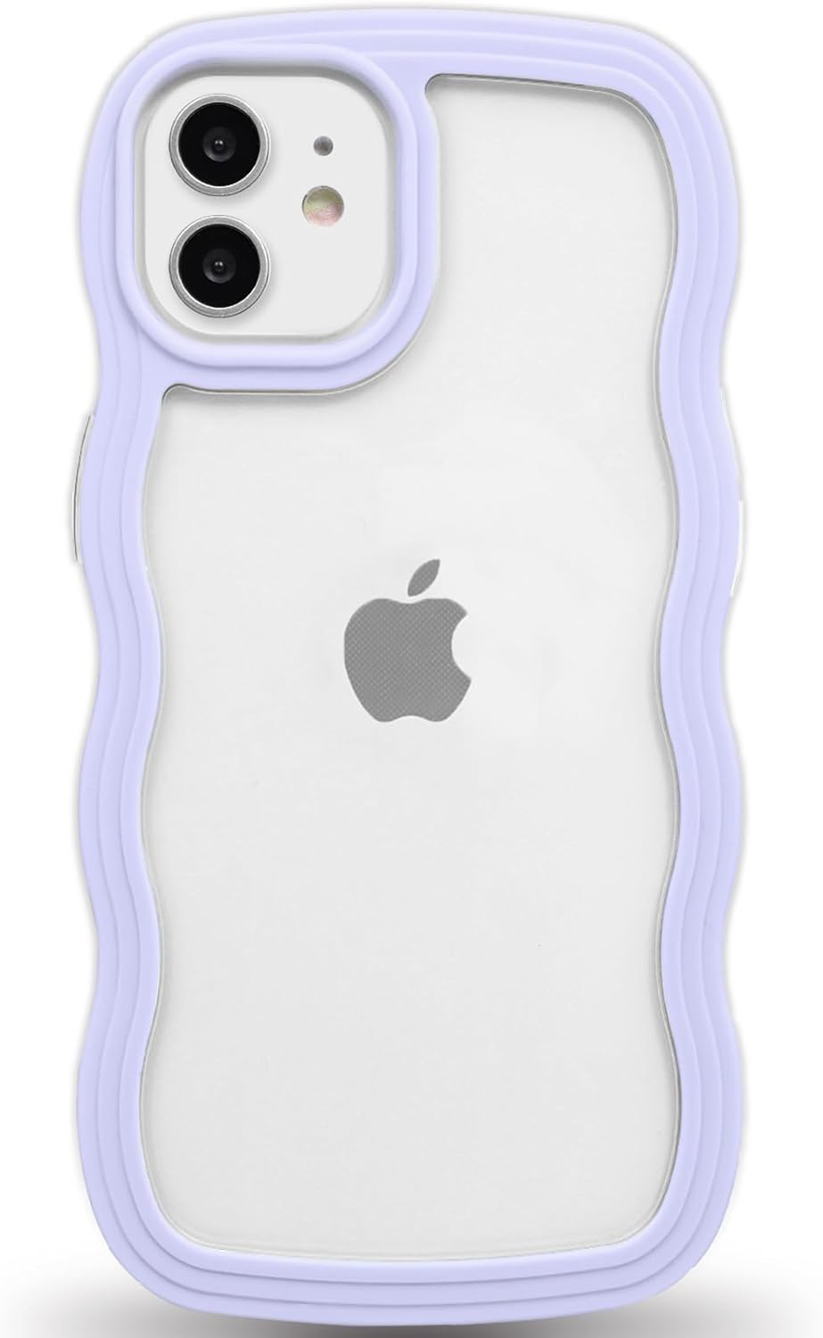 Anuck for iPhone 11 Case Wavy Edge Clear Back Design, Anti-slip Grip Cute Wave Curly Frame Shape Shockproof Soft TPU & Hard Bumper Protective Phone Case Cover for Women Girls, Purple