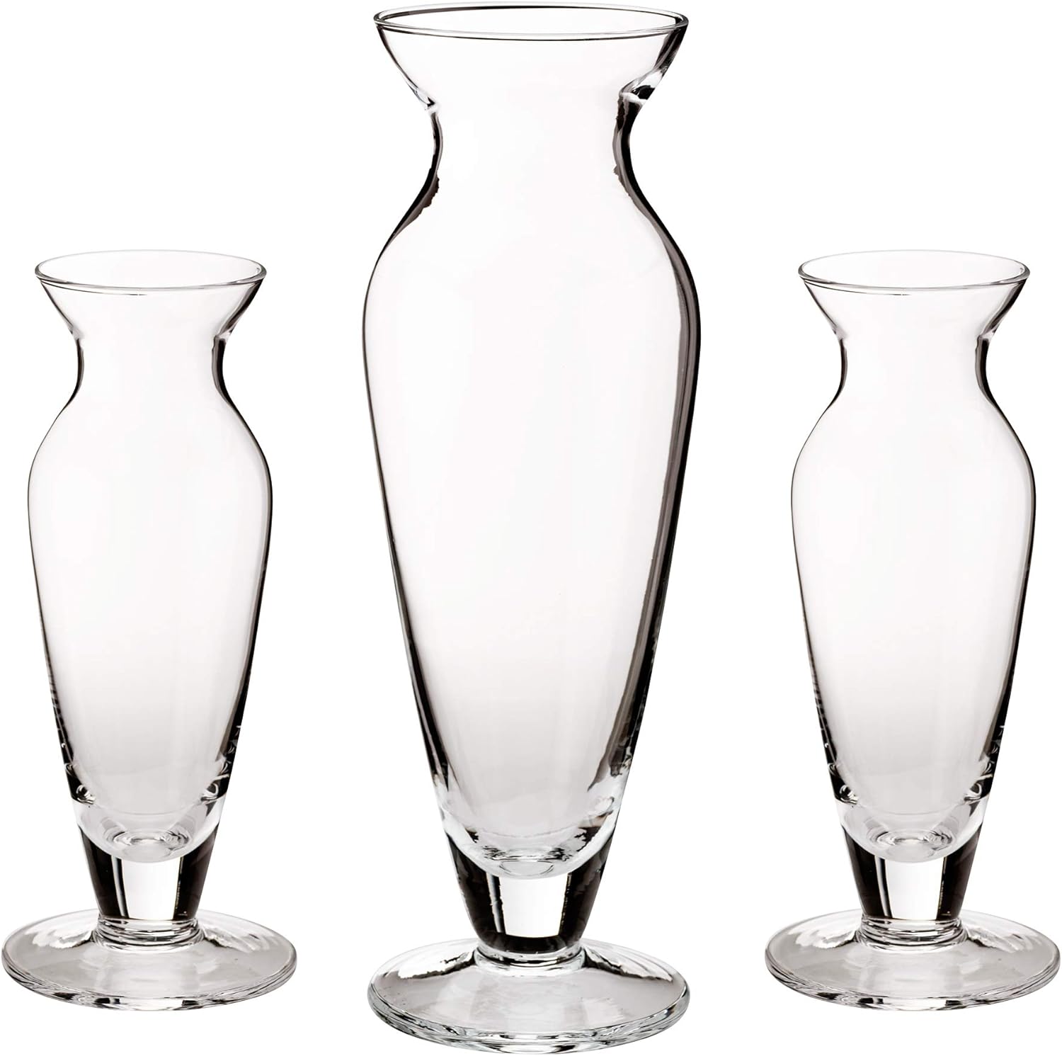 Lillian Rose Glass 3 Piece Vase Unity Sand Ceremony Set, 2.5x2.5x8.25, Clear