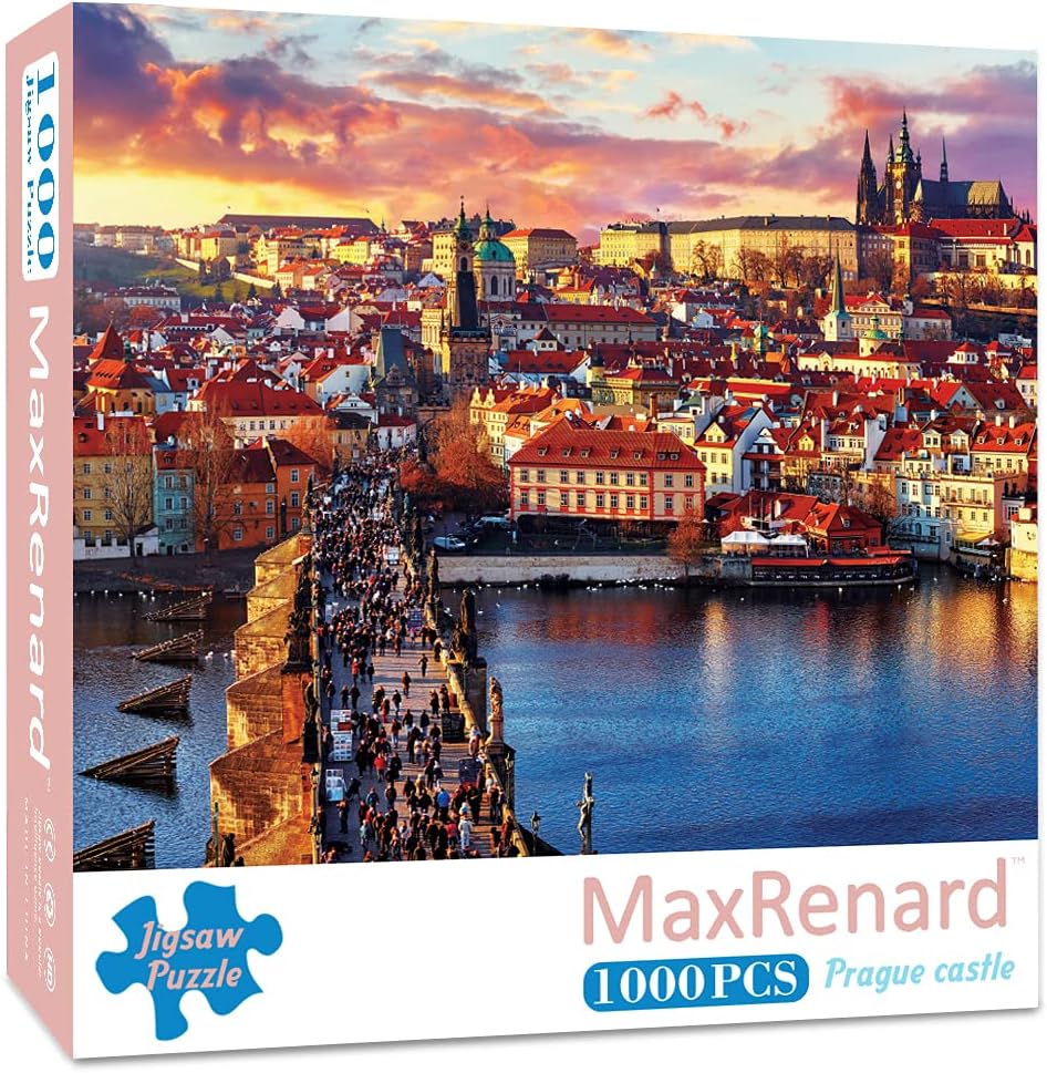 MaxRenard Game 1000 Pieces Jigsaw Puzzle Prague Castle Landscape Toy