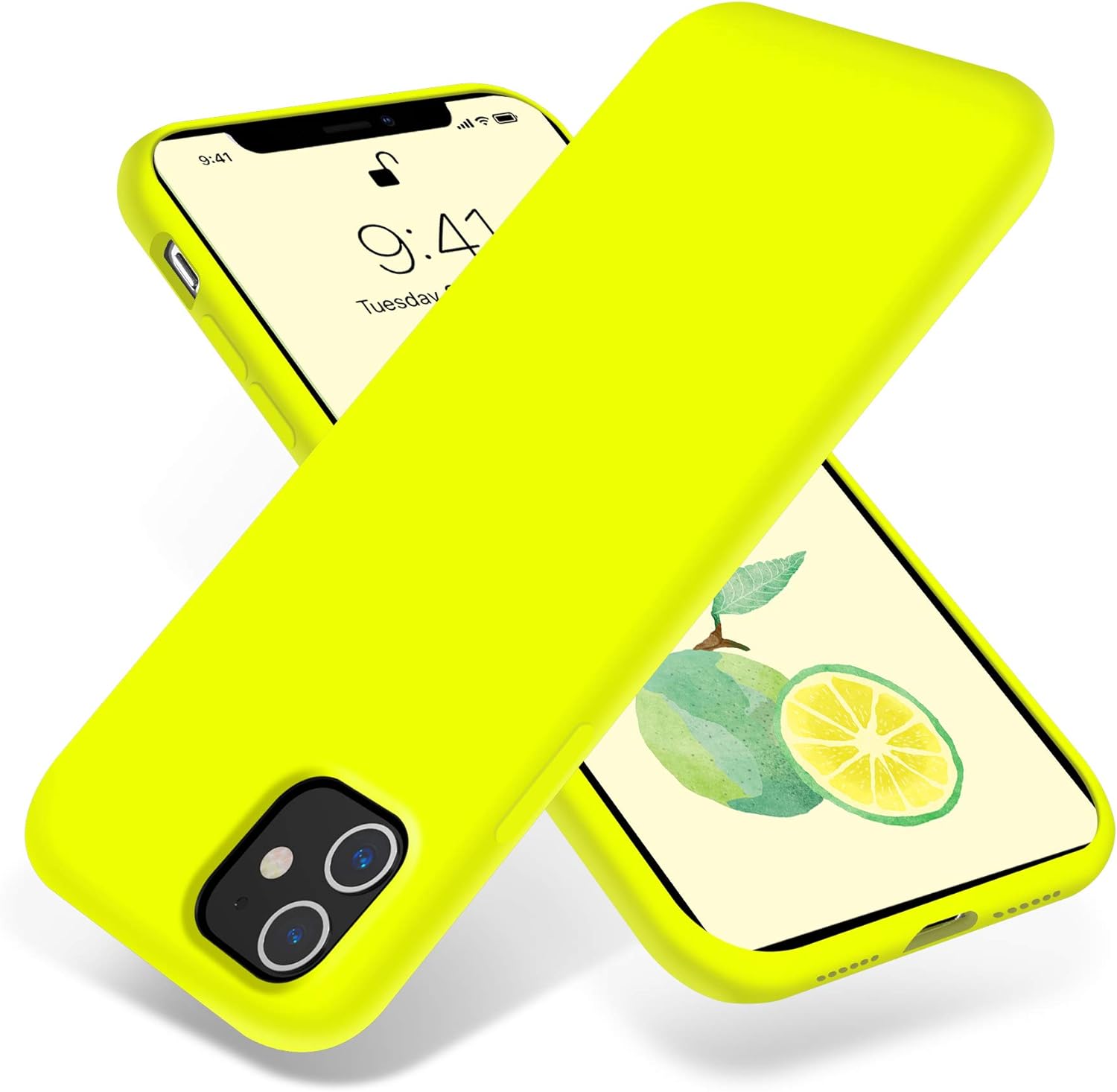 OTOFLY Compatible with iPhone 11 Case,Ultra Slim Fit iPhone Case Liquid Silicone Gel Cover with Full Body Protection Anti-Scratch Shockproof Case (Fluorescent Yellow)