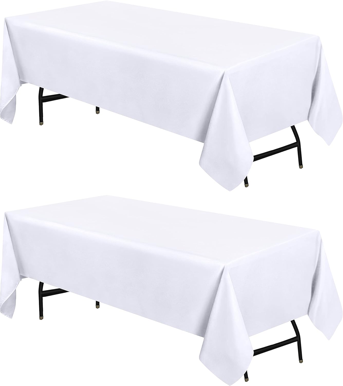 Utopia Kitchen Rectangle Table Cloth 2 Pack [90x132 Inches, White] Tablecloth Machine Washable Fabric Polyester Table Cover for Dining, Buffet Parties, Picnic, Events, Weddings and Restaurants