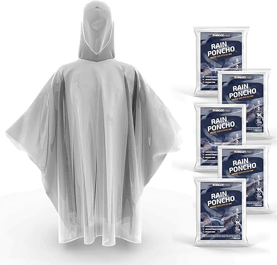 Hagon PRO Disposable Rain Ponchos for Adults (5 Pack)