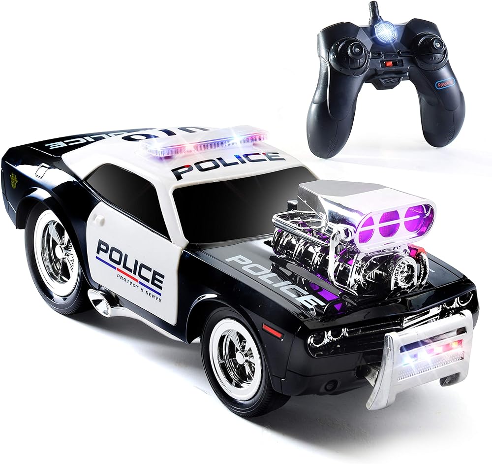 PREXTEX RC Police Car Remote Control Police Car RC Toys Radio Control Police Car Toys for Boys, Remote Control Car with Lights and Siren for 5 Year Old Boys and Up