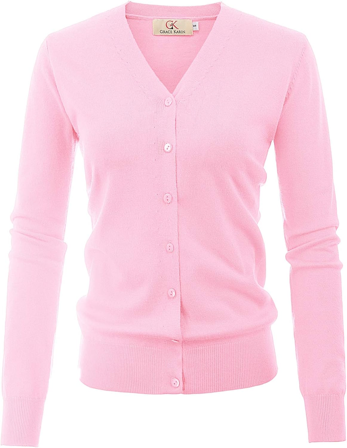 GRACE KARIN Women' Long Sleeve Button Down Sweater Classic V-Neck Knit Cardigan