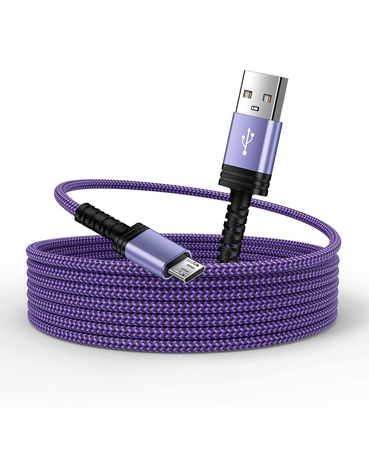 AILKIN Micro USB Charging Cable, 1 Pack 6FT Android Charger Cord Nylon Braided Fast Charging Cable Compatible Galaxy S6 S7 Edge,Kindle,Android & Windows Smartphones, PS4 and More-Purple