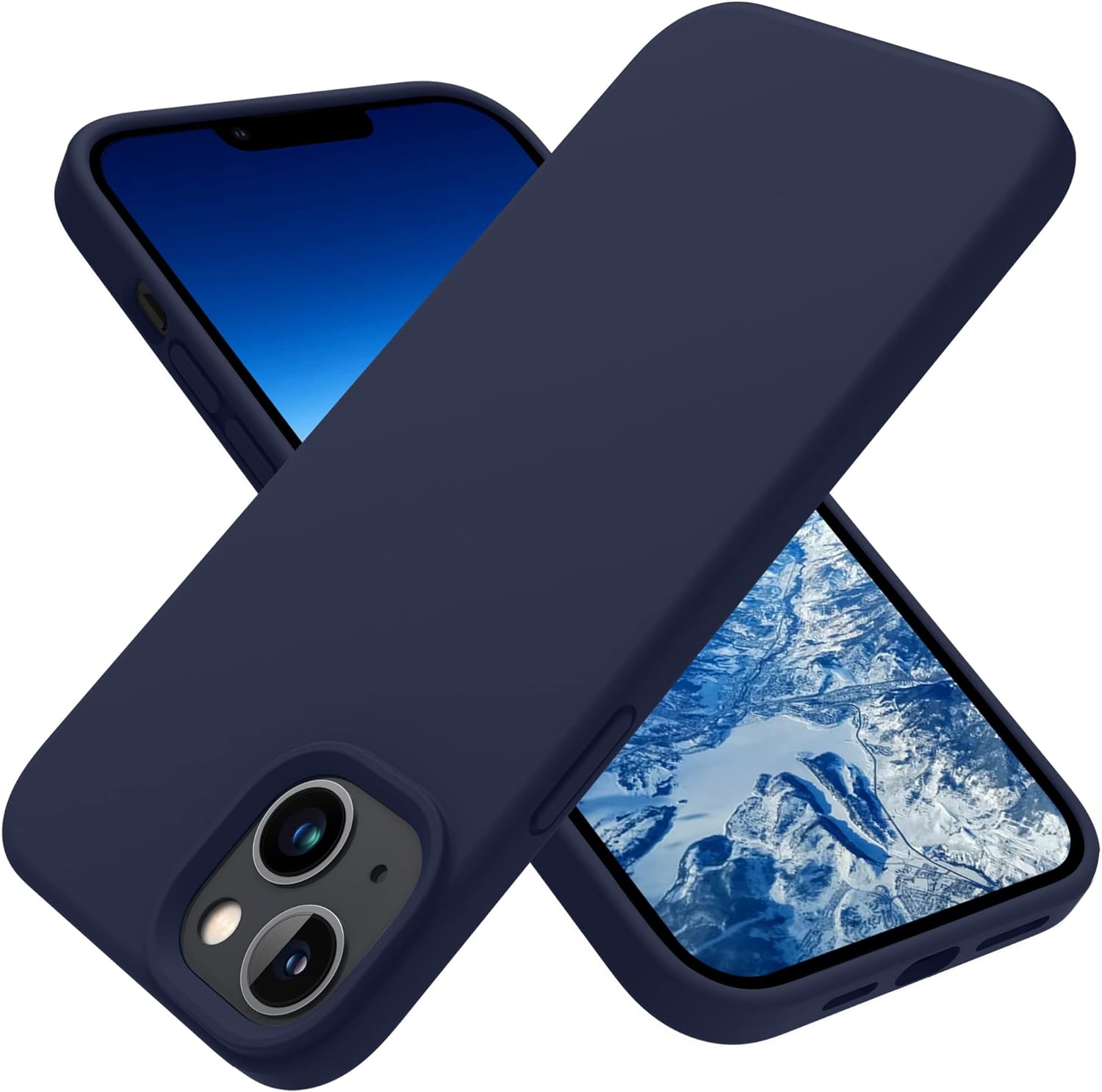 OTOFLY Designed for iPhone 14 Plus Case, Silicone Shockproof Slim Thin Phone Case for iPhone 14 Plus 6.7 inch Midnight Blue