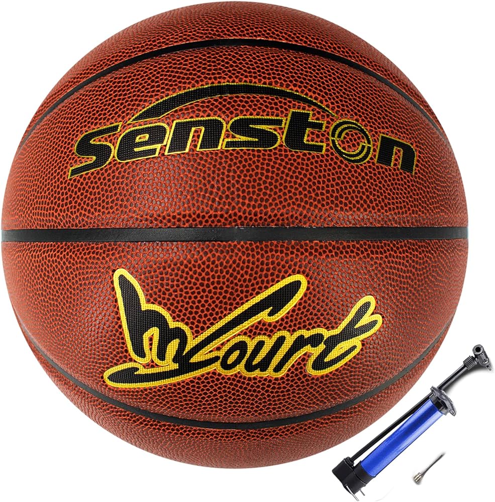 Senston 29.5'' Basketball Outdoor Indoor Rubber Basketball Ball Official Size 7 Street Basketball with Pump