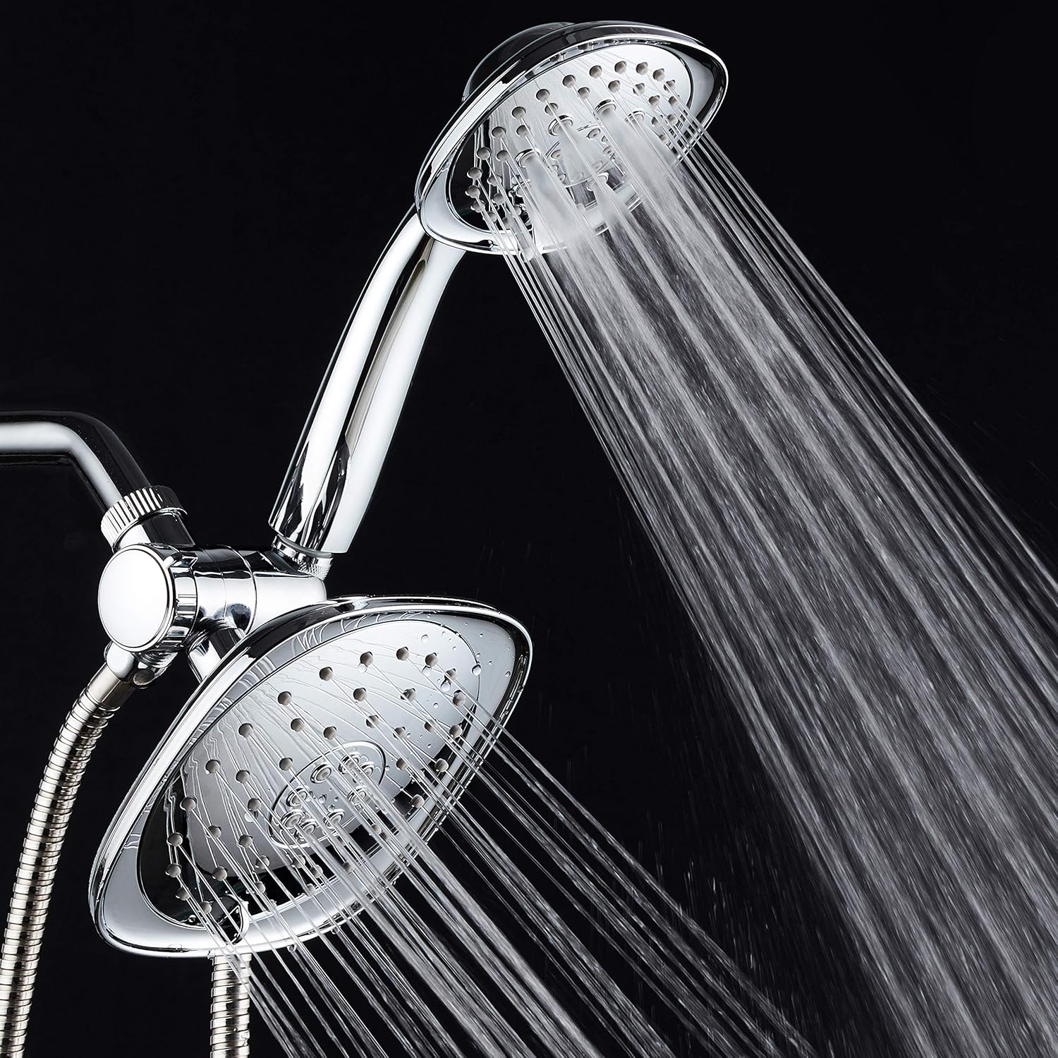 AquaDance Luxury Square High-Pressure Giant 7.3 Rain Shower Head/Handheld Spa Combo. Extra-Long 72 Stainless Steel Hose, 3-way Flow Diverter, All-Chrome Finish.