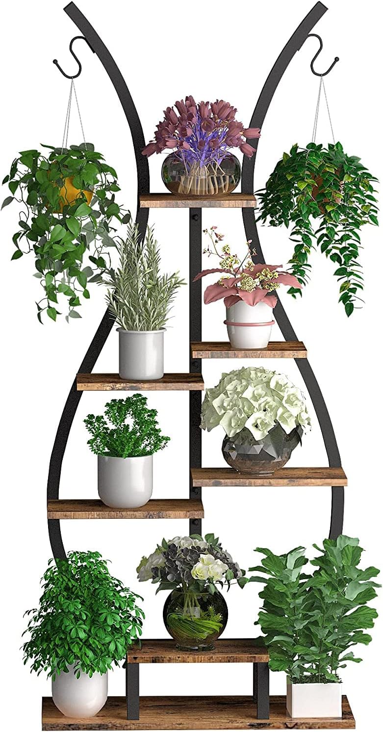 GDLF Plant Stand Indoor Tall Plant Shelf Metal Tiered Hanging Shelf, 59"