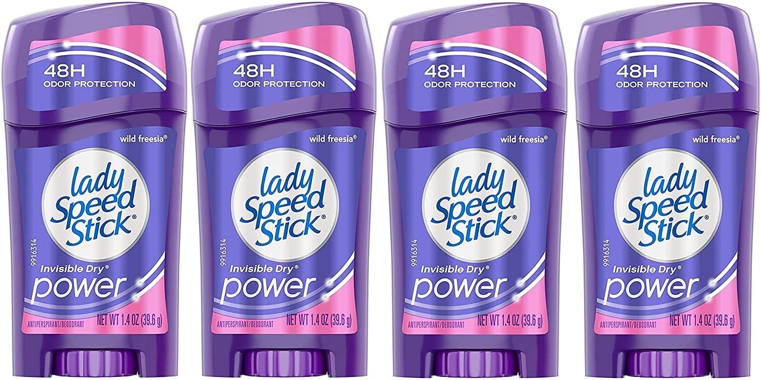 Lady Speed Stick Invisible Dry Antiperspirant & Deodorant, Wild Freesia, 1.4 Ounce (Pack of 4)