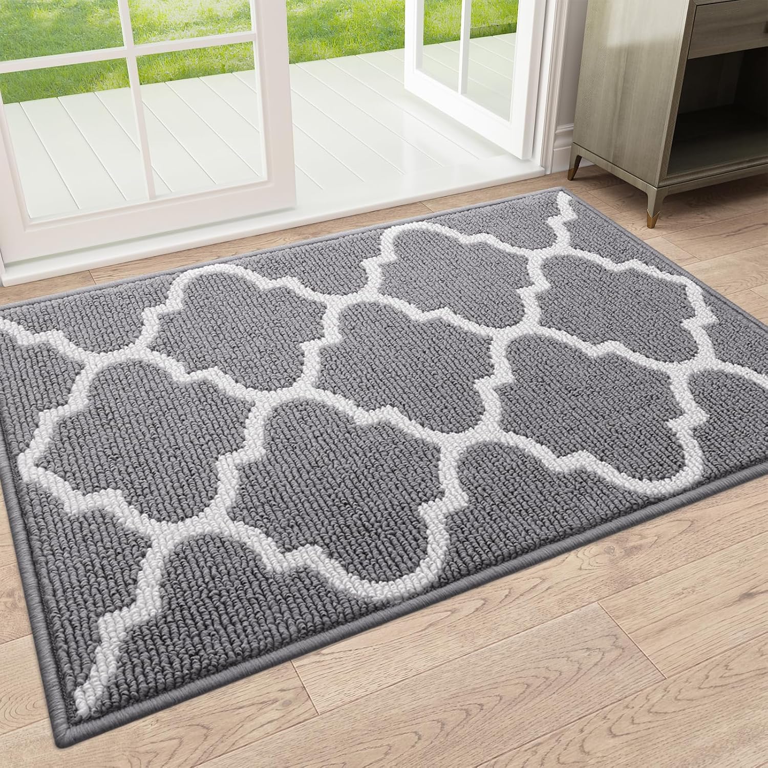 OLANLY Indoor Door Mat, 30x17, Non-Slip Absorbent Resist Dirt Entrance Mat, Washable Low-Profile Inside Floor Mat Doormats for Entryway, Grey