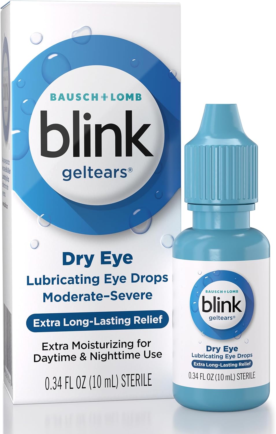 Blink GelTears Eye Drops for Dry Eyes, Gel Lubricating Eye Drops, Instantly Soothing, Moisturizing & Extra Long-Lasting Hydrating Eye Care for Moderate to Severe Dry Eye Symptom Relief, 0.34 fl oz