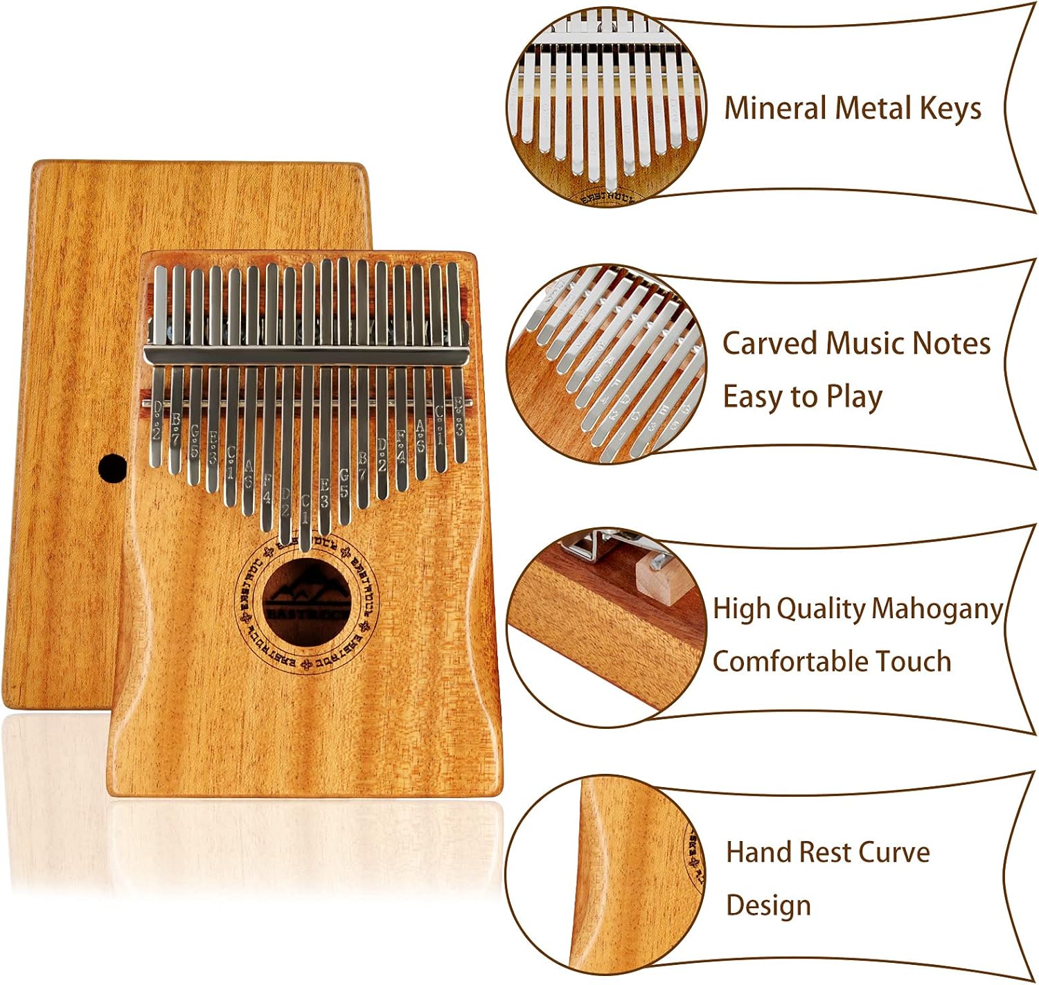 EASTROCK Kalimba Thumb Piano 17 Keys, Portable Mbira Finger Piano with Waterproof Protective Case, Tune Hammer and Study Instruction, Musical Instrument Gifts for Kids Adults Beginners Professional