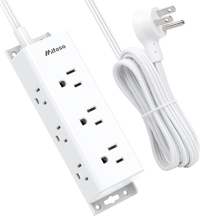 Power Strip Surge Protector 10Ft - Wall Mount, Flat Plug, Long Extension Cord with Multiple Outlets, 9 Widely Spaced Outlets and 3 Side Design, Overload Protection for Home Office