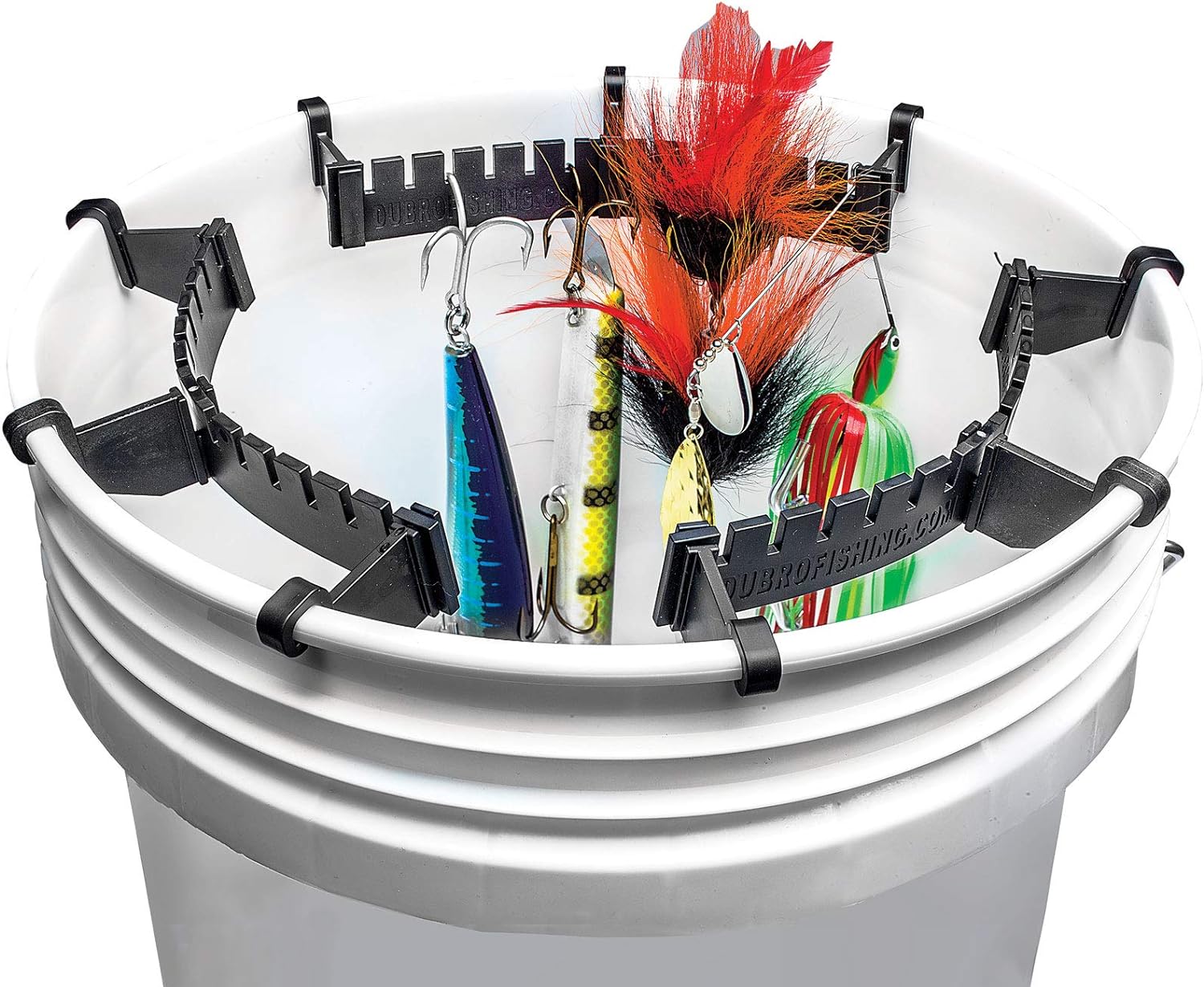 DU-BRO Bucket Fishing Lure Holder, Lure Hanger, and Organizer, Fishing Tool, Works with 5-Gallon Buckets, 3-Pack, Black