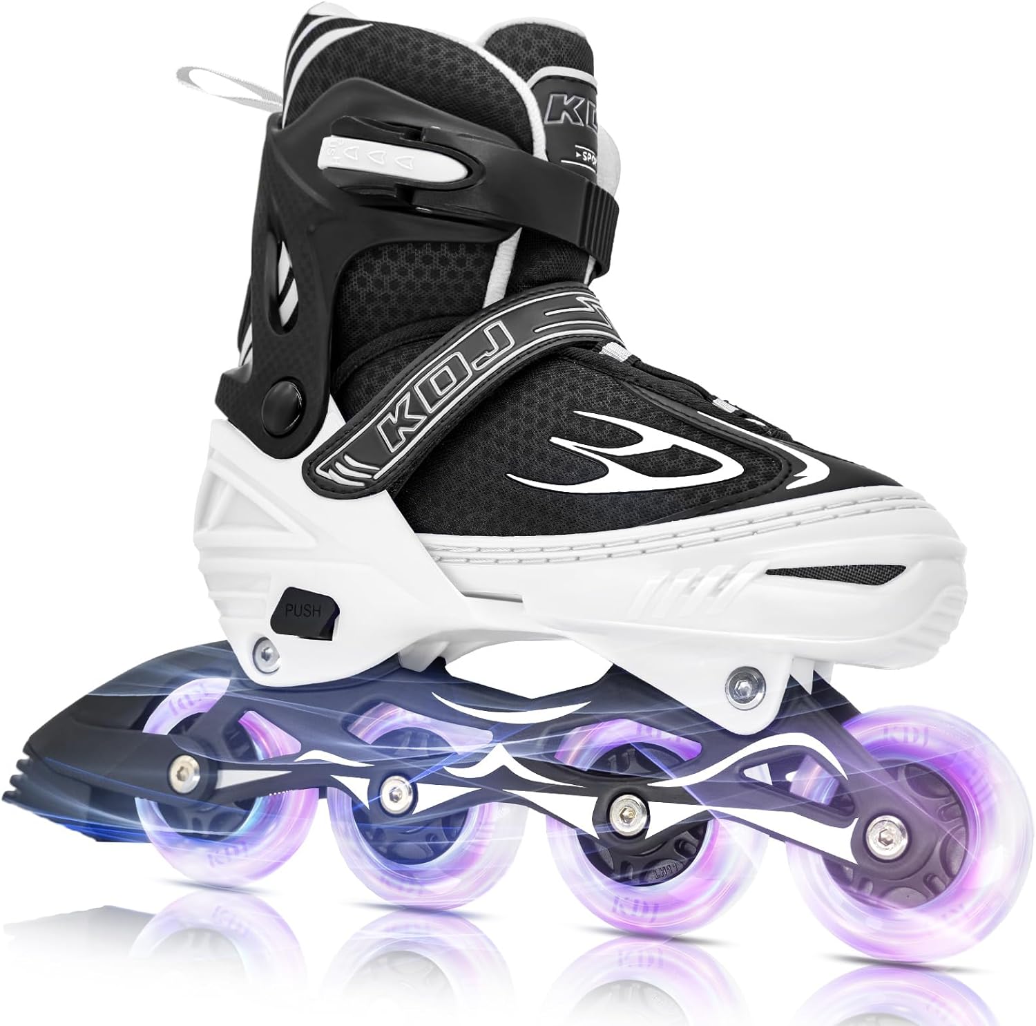 KDJ Inline Skates for Kids,Adjustable Roller Skates with 4 Illuminating Pu Wheels,Outdoors Indoors Roller Skates for Boys Girls Beginners