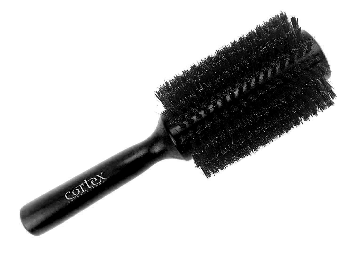 100% Boar Bristle Round Hair Brush, For Women and Men, For All Hair Types, Natural and Soft Hair Brush - Black Wood 2.4