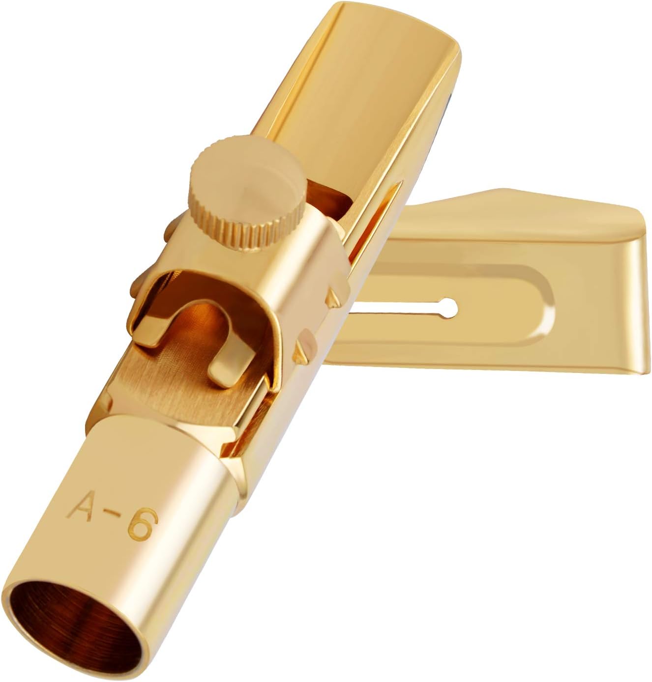 EASTROCK Alto Saxophone Mouthpiece with Cap Gold Plated Metal Mouthpiece for Saxophone Professionals and Beginners with Mouthpiece Pads 6#