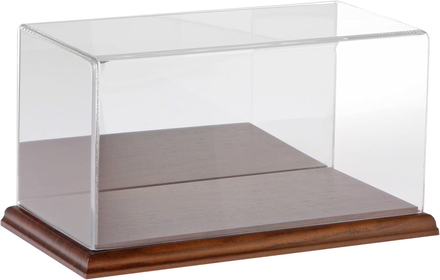 Plymor Clear Acrylic Display Case with Hardwood Base (Mirror Back), 10 W x 5 D x 5 H