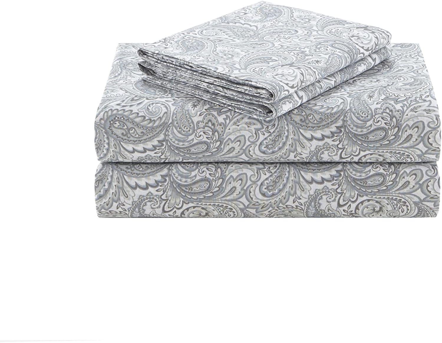 Comfort Spaces 100% Cotton Sheet Set Breathable, Lightweight, Soft with 14 Elastic Pocket Fits up to 16 Mattress, All Season Cozy Bedding, Matching Pillow Case, Full Paisley Multi 4 Piece