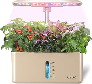 Hydroponics Growing System Garden: 8 Pods Indoor Herb Garden with Grow Light Plants Germination Kit Quiet Automatic Hydroponic Height Adjustable - Gardening Gifts for Women Kitchen Gold