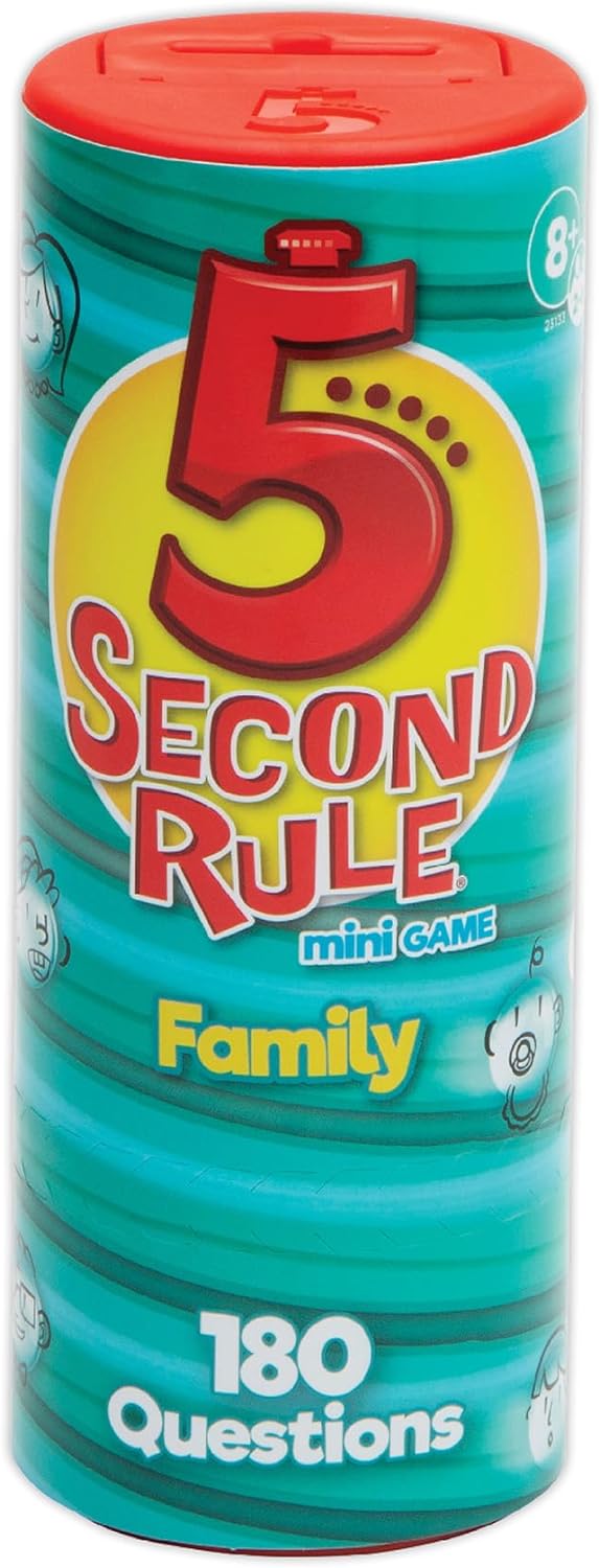 5 Second Rule Game Family Edition (Mini Tube) - Simple Question Card Game for Family Fun, Party, Kids, Travel, Game Night & Sleepovers - Think Fast and Shout Out Answers - for Ages 8+