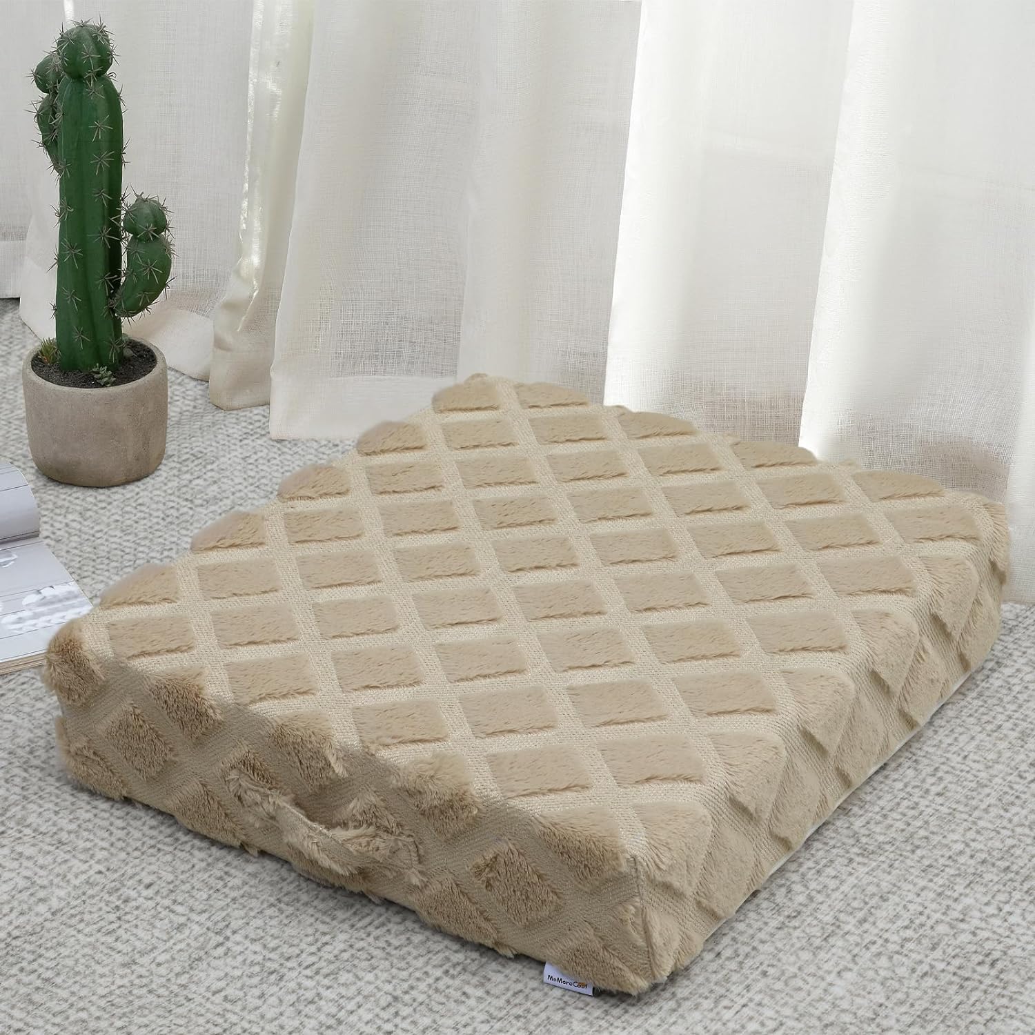 MeMoreCool Square Floor Pillow for Adults Kids, Large Floor Cushion for Sitting Yoga, Big Pillow for Floor Seating, Boho Meditation Pillow Floor Seat Cushion with Thick Foam & Tufted Cover, Khaki