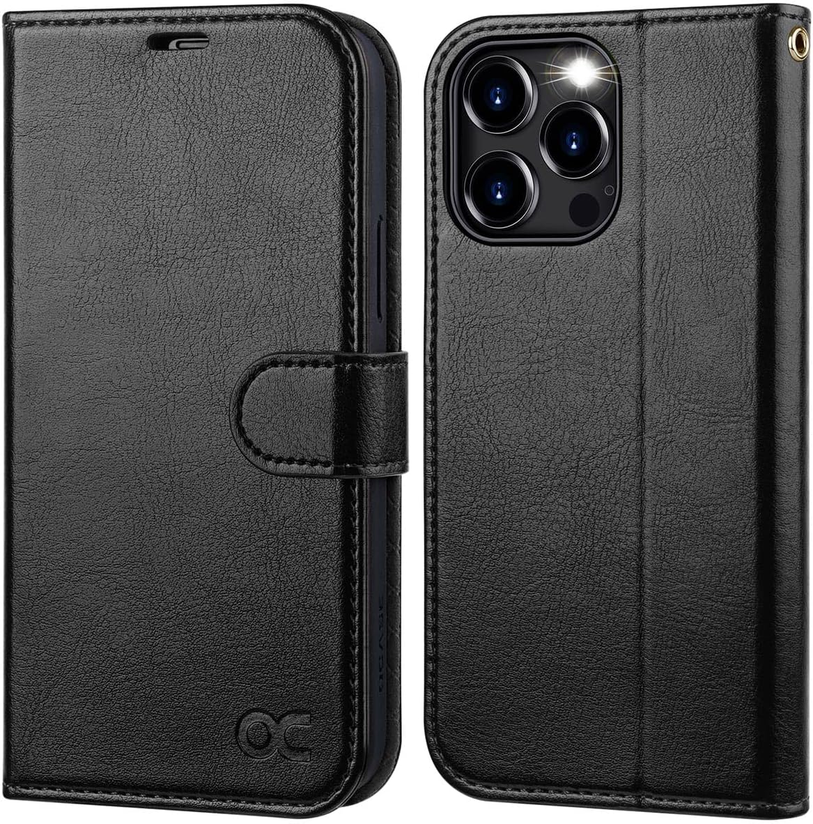 OCASE Compatible with iPhone 15 Pro Wallet Case, PU Leather Flip Folio Case with Card Holders RFID Blocking Kickstand [Shockproof TPU Inner Shell] Phone Cover 6.1 Inch 2023, Black