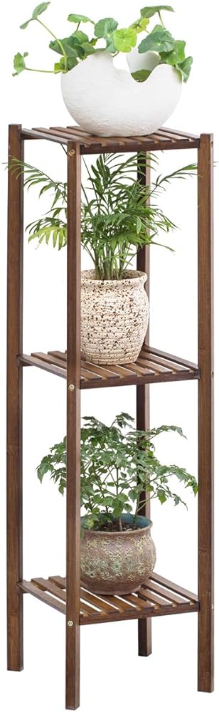 This is the second one I ordered.  Compact and space saving. It was extremely easy to put together. Just a few screws. Holds 3 large plants or several small ones.