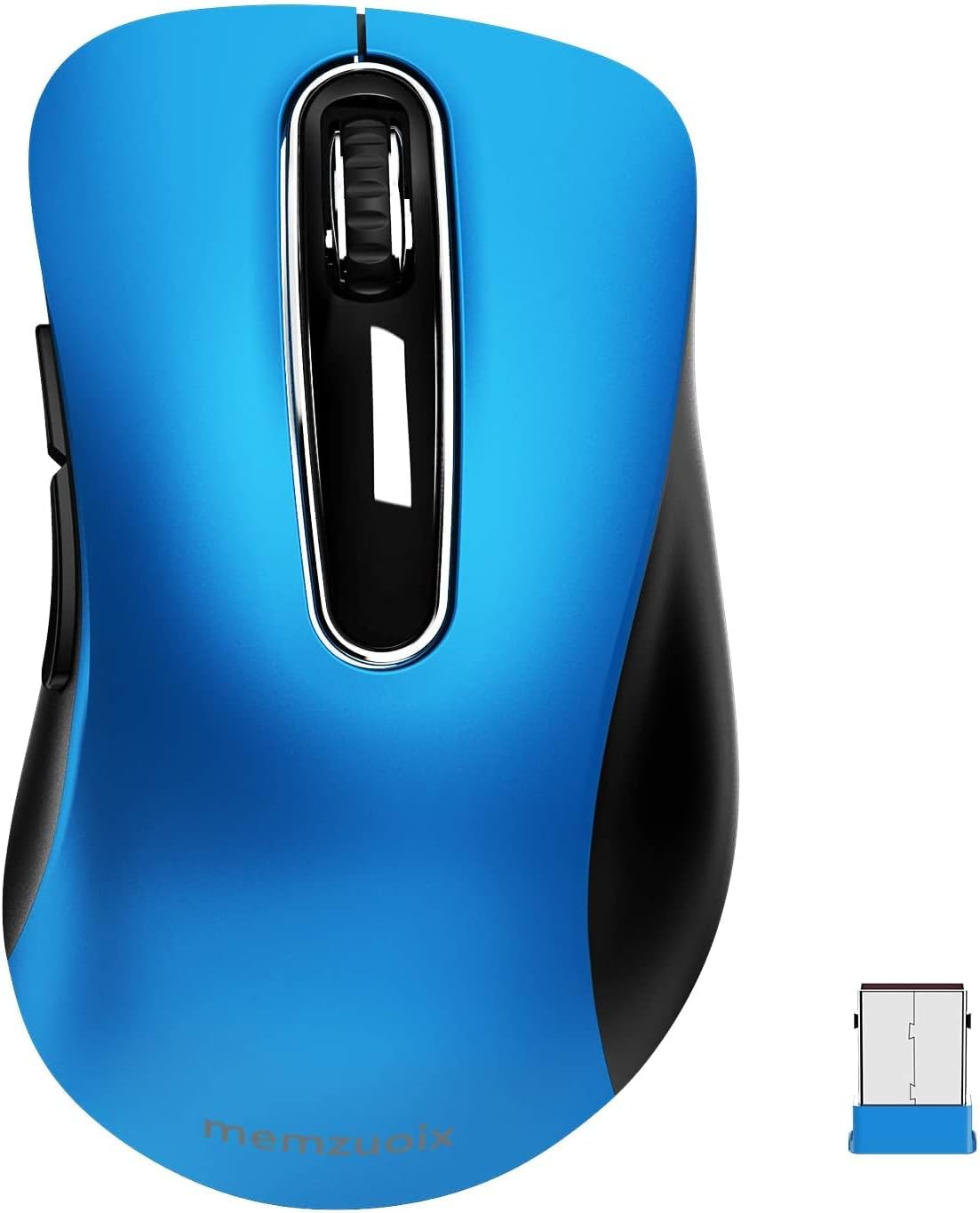 memzuoix 2.4G Portable Wireless Mouse, 1200 DPI Mobile Optical Cordless Mice with USB Receiver for Computer, Laptop, PC, Desktop, MacBook, 5 Buttons, Blue