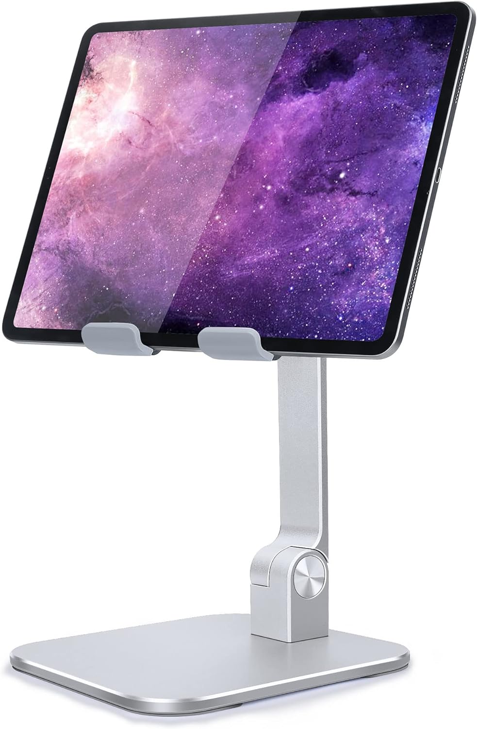 elitehood Aluminum iPad Stand, Adjustable iPad Stand Holder for Desk, Desktop Tablet Stand Dock for iPad Pro 12.9 11, iPad Air Mini 4 5 and More 4-13.5 inches Tablets, Silver