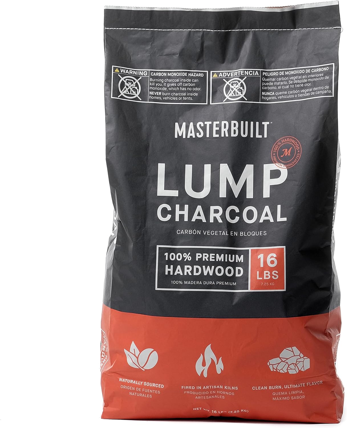 Masterbuilt Premium Hardwood Lump Charcoal for Gravity Series Charcoal Grill and Smokers, Compatible with All Barrel, Kamado, and Kettle Grills, 1 Pack, 16LB