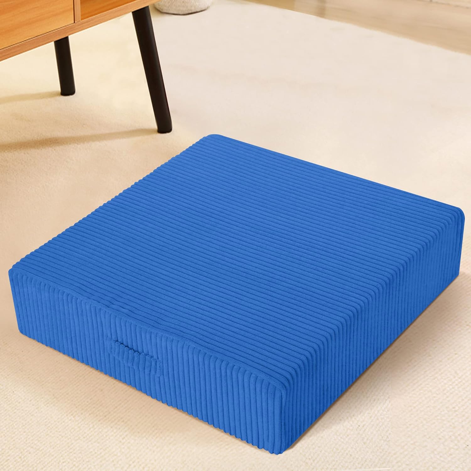 MeMoreCool Large Floor Pillow Adults Floor Cushion for Sitting, Washable Floor Pillow Seating with Firm Foam Insert, Corduroy Floor Sitting Pad, Square Meditation Pillow Thick Seat Cushion 22 Inch