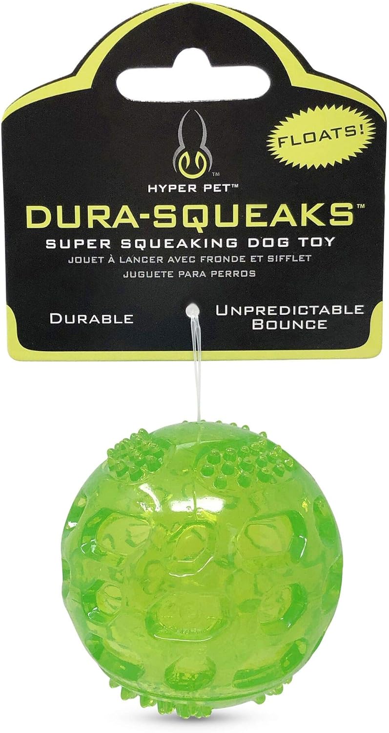 Hyper Pet Dura-Squeaks Ball, Green, one size (49443EA)