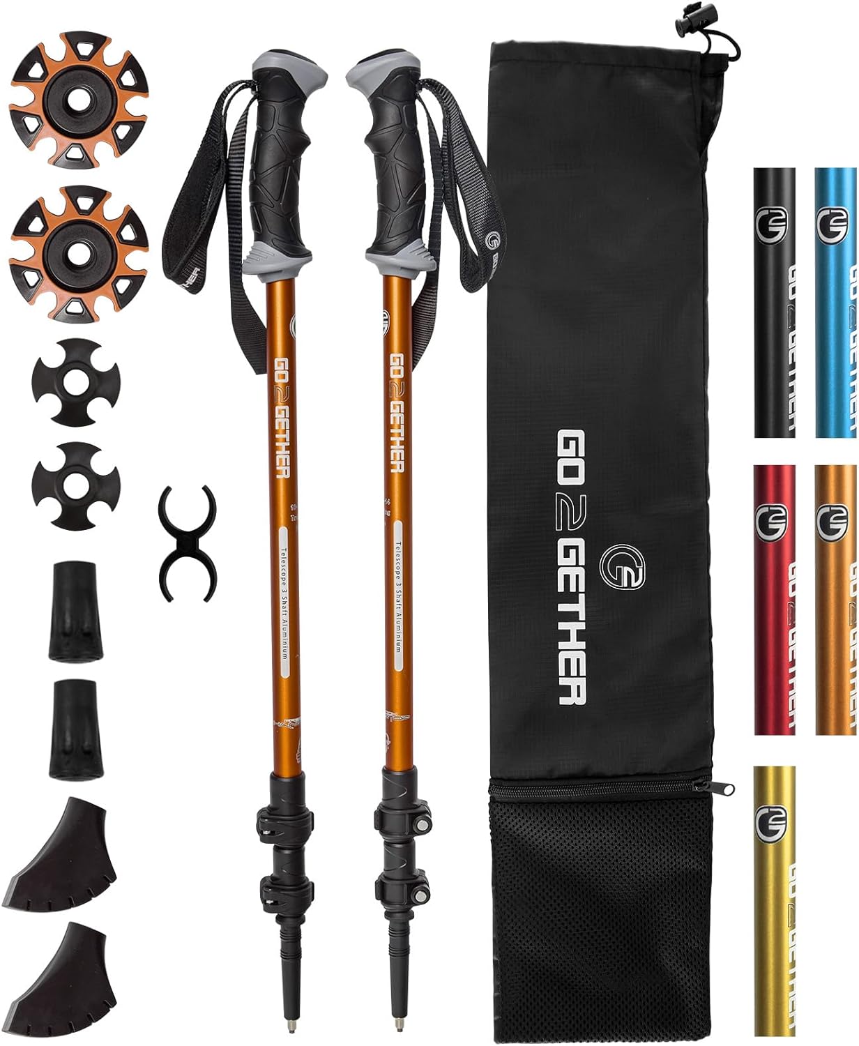 Trekking Hiking Poles Aluminum Hiking Walking Sticks with Quick Adjustable Locks - Comfort Handle - Padded Strap - Snow Baskets Attached-Suitable for Hiking, Walking