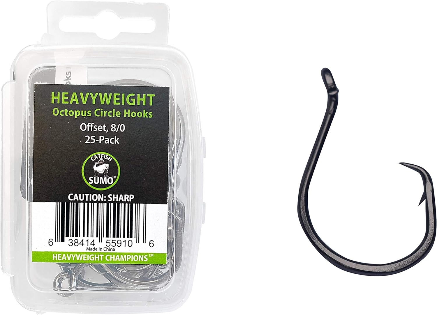 Heavyweight Catfish Hooks - Offset Octopus Circle Hooks - 25 Pack