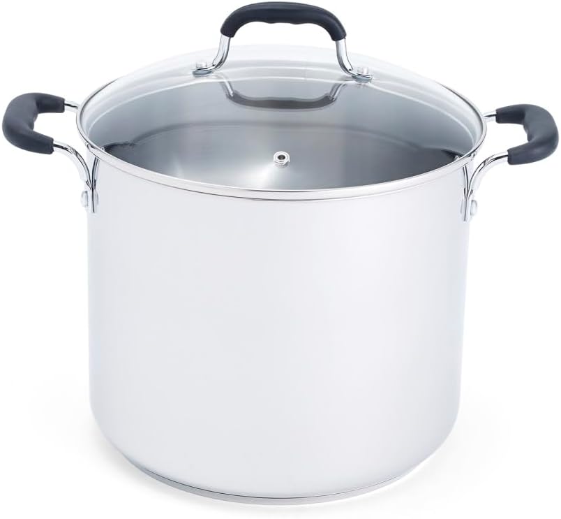 T-fal Specialty Stainless Steel Stockpot 12 Quart Oven Safe 350F Pots and Pans, Cookware Silver