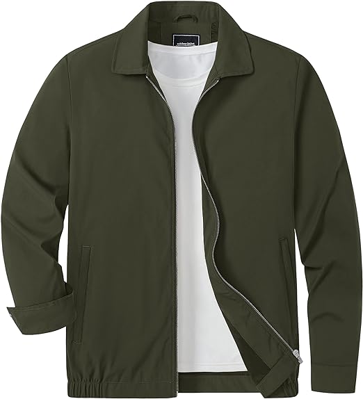 CRYSULLY Men' Lightweight Bomber Jacket Casual Fall Windbreaker Laydown Collar Full Zip Coat Jackets