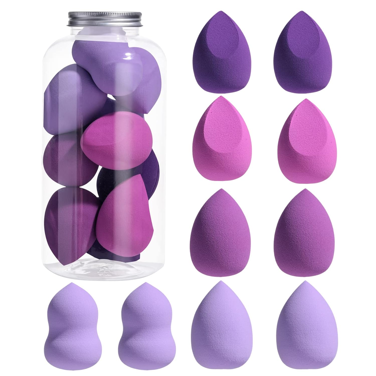 Makeup Sponges BS-MALL 10 Pcs blender sponge for Liquid, Cream, and Powder, Multi-colored Makeup Sponges Purple