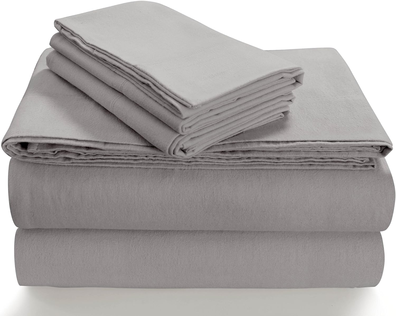 Tribeca Living SOLFL170SSTWXSG Solid 5-Ounce Flannel Extra Deep Pocket Sheet Set Twin XL Silver Grey