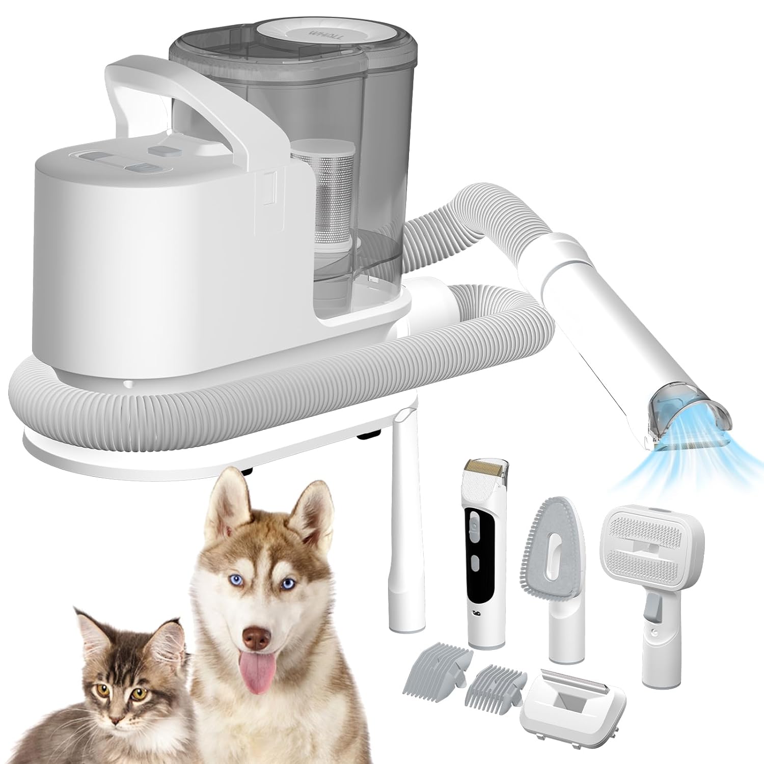 whall? Pet Grooming Vacuum for 99%% Hair, 3 Mode Suction Dog Vacuum Brush for Shedding Grooming, Low Noise Dog Hair Vacuum Groomer with 2.3L Dust Cup, White