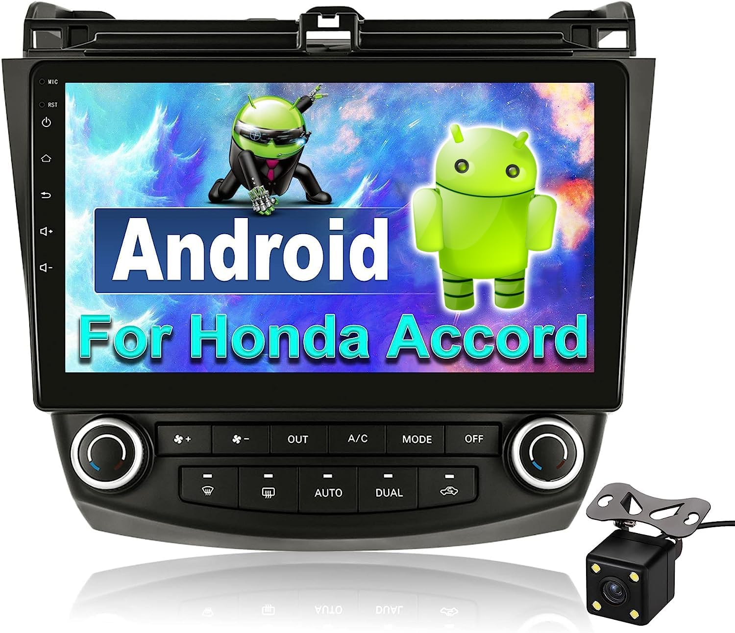 CAMECHO 1+32G Android 13 Car Stereo for Honda Accord 7th 2003 2004 2005 2006 2007, 10 inch Touch Screen Bluetooth Navi WiFi Mirror Link SWC+Backup Camera