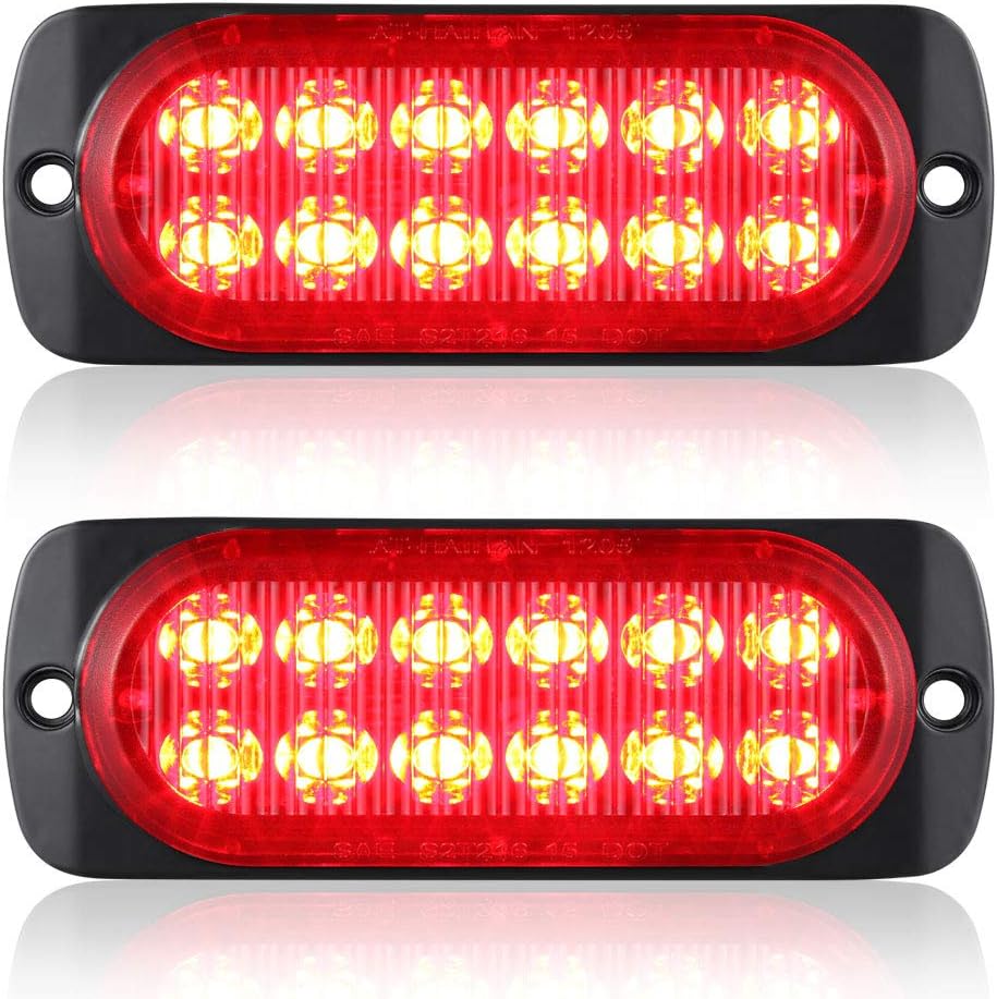 AT-HAIHAN Pack of 2 Aluminum Housing Red LED Trailer Stop Brake Turn Tail Lights, DOT Compliant Waterproof Surface Mount Lighting for Truck Tractor Jeep RV