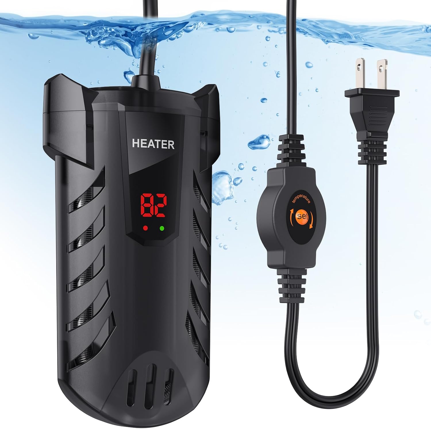 50W Small Submersible Aquarium Heater, Adjustable Constant Temperature Control System Betta Turtle Fish Tank of 78 with 4 Suction Cups, for 6-15 Gallons Freshwater and Saltwater Tanks