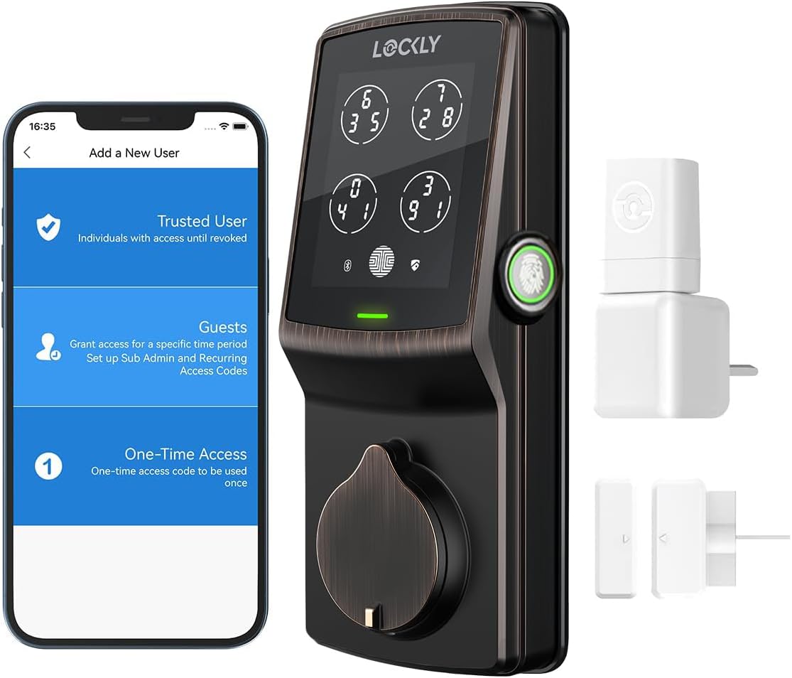 Lockly Secure Pro Deadbolt, Wi-Fi Smart Lock, Keyless Entry Door Lock, Smart Locks for Any Doors, PIN Genie Keypad, 3D Biometric Fingerprint Sensor, Auto Lock, Rekeying Capability - Venetian Bronze